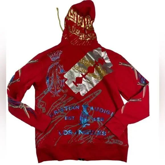 Christian Audigier Hooded Zip zip Sweatshirt